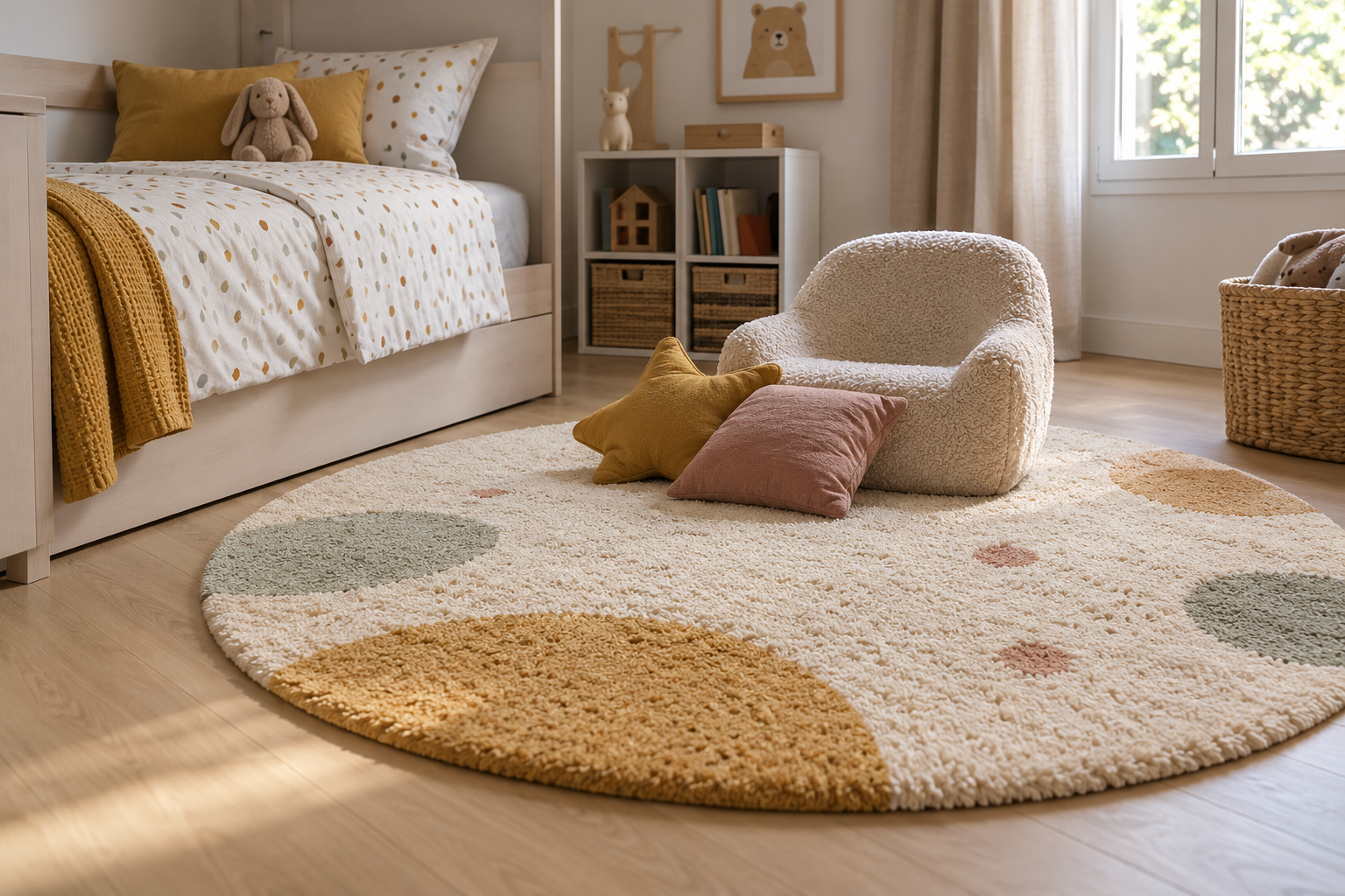 Tapis rond dans une chambre d’enfant